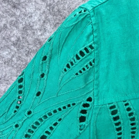 Chicos Jacket Womens 1 Small Green Eyelet Cutout Embroidered Zip Front - Picture 6 of 11